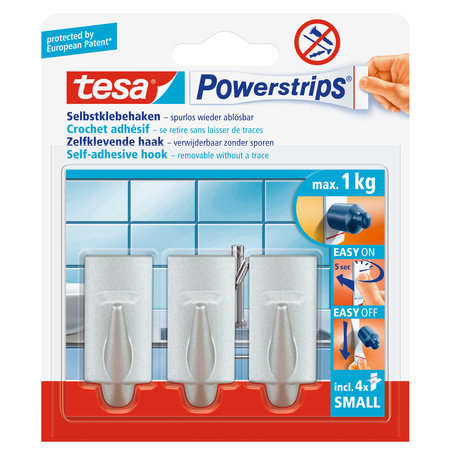 POWERSTRIPS SMALL TREND CHROOM 3 STUKS TESA