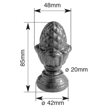 PAALKOP IN ZACHT STAAL R42 85MM