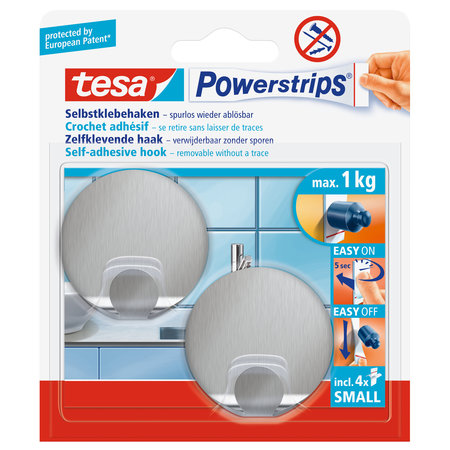 POWERSTRIPS HAAK ROND SMALL METAAL 2 STUKS TESA