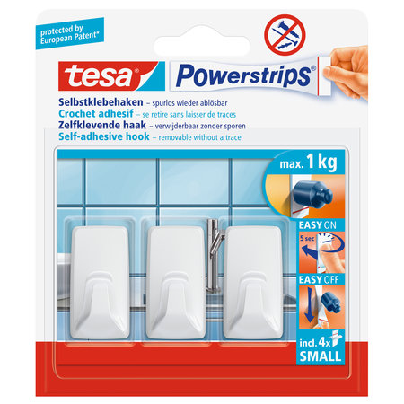 POWERSTRIPS HAAK RECHTHOEKIG SMALL WIT 2ST. TESA