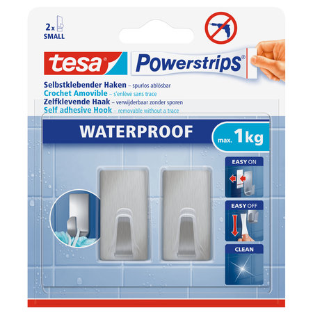 POWERSTRIPS HAAK RECHTHOEKIG SMALL RVS 2ST. TESA