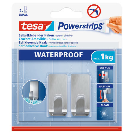 POWERSTRIPS HAAK RECHTHOEKIG SMALL RVS 2ST. TESA