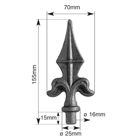 SPEERPUNT R25 165MM STIFT 15MM LA152