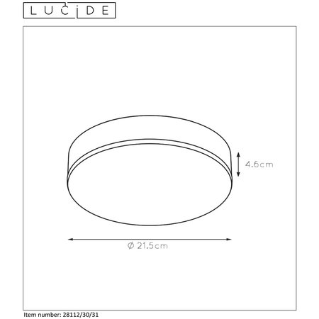 CERES-LED PLAFONNIER 30W LED ROND WIT 21.5CM