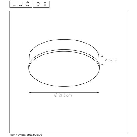 CERES-LED PLAFONNIER 30W LED ROND ZWART 21.5CM