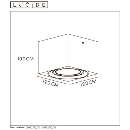 FEDLER SPOT ES111/12W OPBOUW VIERKANT 12CM WIT