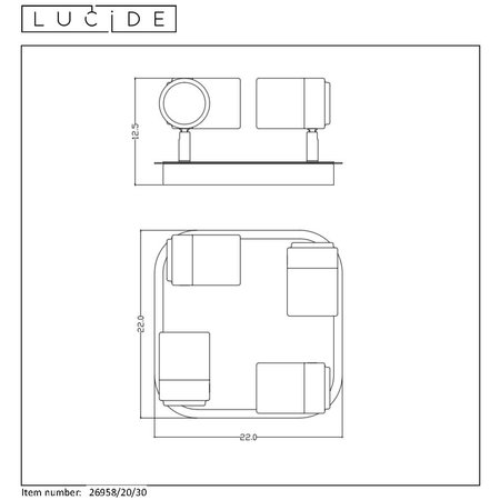 LENNERT SPOT PLAFONNIER 4xGU10/5W ZWART BADKAMER