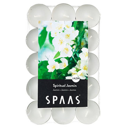 SPAAS THEELICHT +/-4.5U S/30 GEUR JASMINE WIT