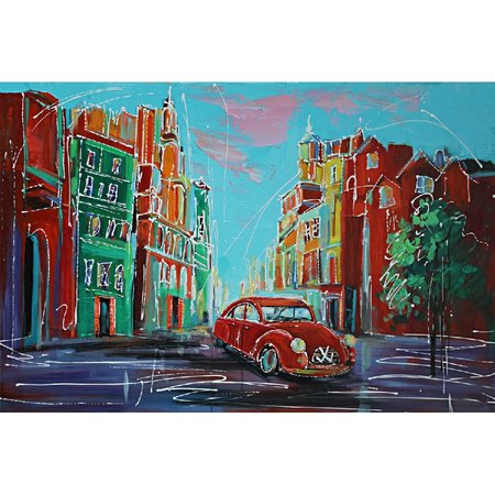 WANDDECO CANVAS PAINT KLEURRIJKE STAD 80X120CM