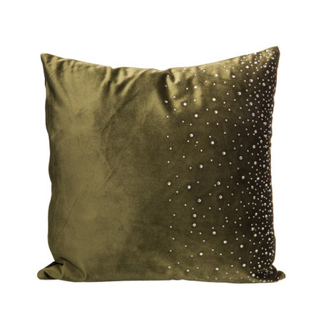 KUSSEN 45X45CM FLUWEEL M/STRASS GROEN