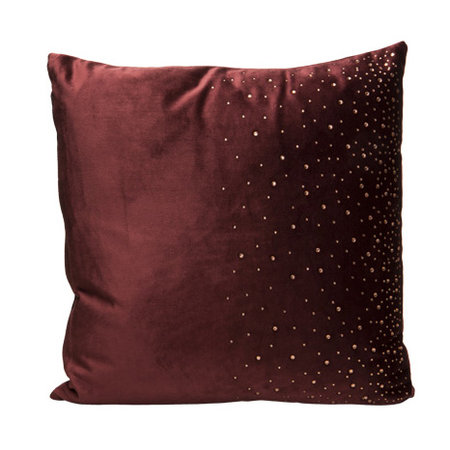 KUSSEN 45X45CM FLUWEEL M/STRASS BORDEAUX