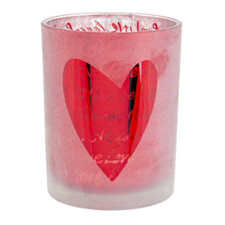 TL-HOUDER GLAS 10X10XH12.5CM LOVE ROOD