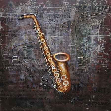 WANDDECO METAAL 3D SAXOFOON 80X80CM