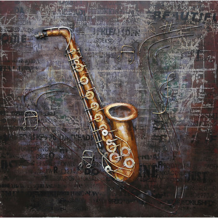 WANDDECO METAAL 3D SAXOFOON 80X80CM