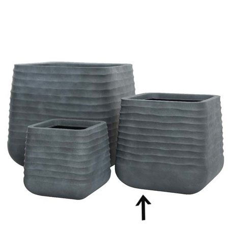 PLANTER BLOEMPOT PLASTIC RIB 38X38XH37CM GRIJS