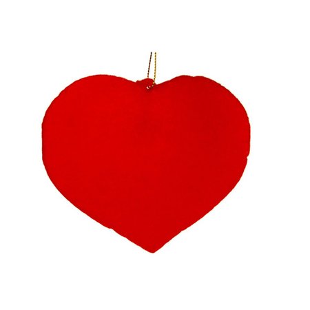 HANGER PLASTIC HART 12X10CM FLOCKED ROOD