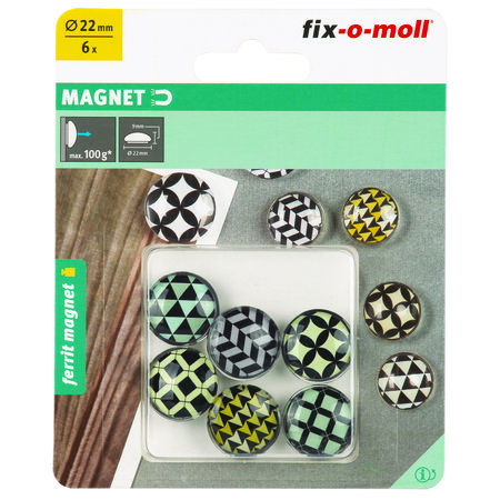 MAGNEET GLAS FERRIET 22MM H.9MM 6ST.