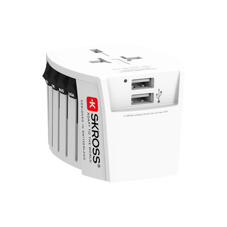 SKROSS TRAVEL ADAPTER WORLD MUV USB 2X REISSTEKKER