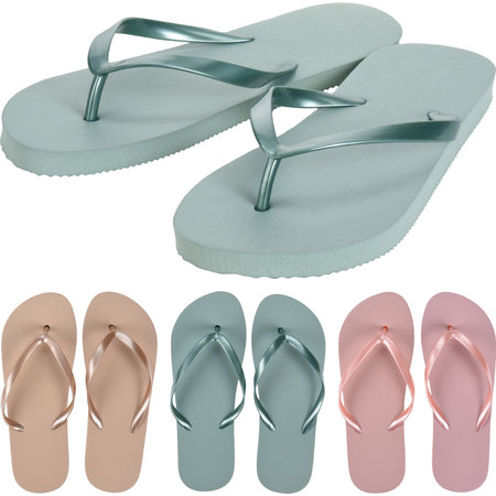 TEENSLIPPERS VROUW UNI KLEUR BEIGE/GROEN/ROOS ASS3