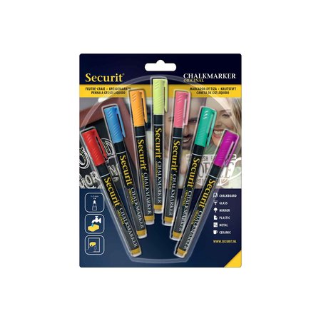 SECURIT VLOEIBARE KRIJTSTIFT 1-2MM S/7 KLEUR ASS