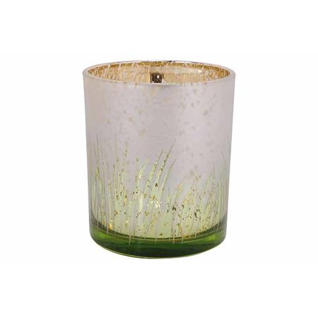 TL-HOUDER GLAS GRAS D9XH10CM WIT-GROEN