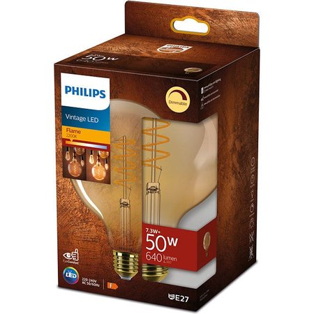 LED PHILIPS GLOBE G125 GOLD E27 50W FILAMENT DIM.