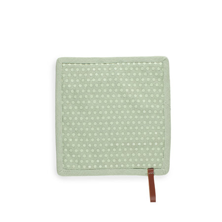 CHEF PANNENLAP M/POCKET 20X20 SIL.DOTS CELADON